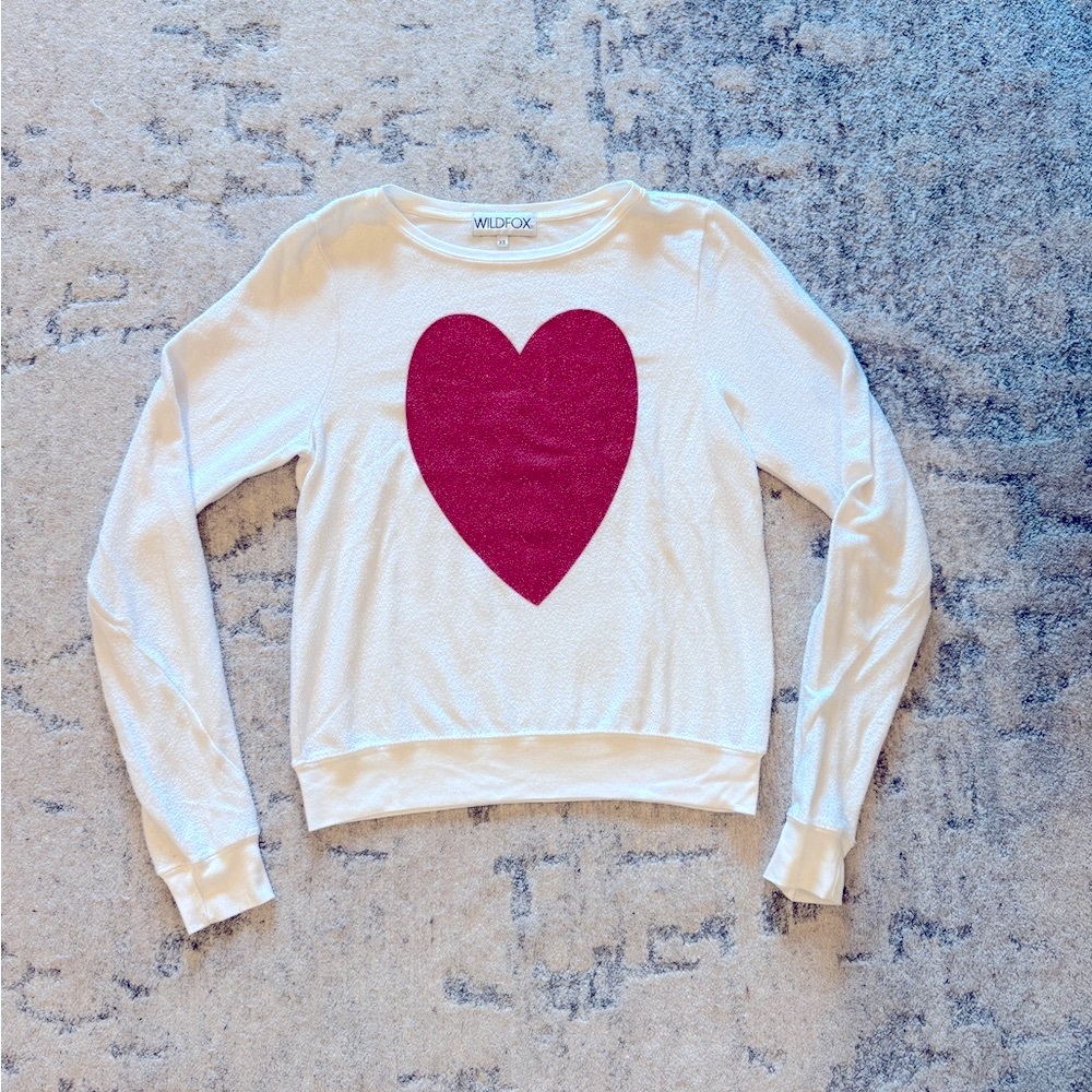 Wildfox White and Red Heart Women's Top
